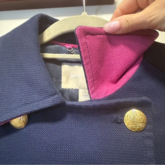 Banana Republic Double Breasted Military Blazer Navy/Black Small - Picture 9 of 12